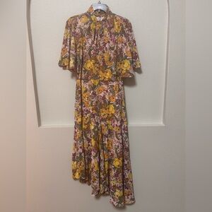 Maggy London Pink and Yellow Floral Midi Dress